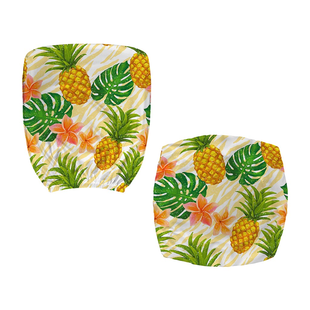 Beige Zebra Pineapple Pattern Print Office Chair Cover