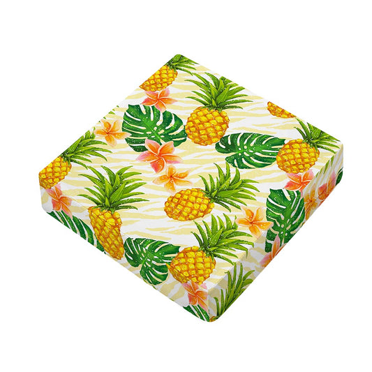Beige Zebra Pineapple Pattern Print Outdoor Seat Cushion Cover