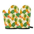 Beige Zebra Pineapple Pattern Print Oven Mitts