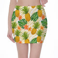 Beige Zebra Pineapple Pattern Print Pencil Mini Skirt