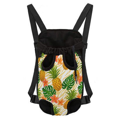 Beige Zebra Pineapple Pattern Print Pet Carrier Backpack