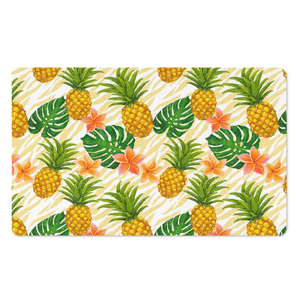 Beige Zebra Pineapple Pattern Print Polyester Doormat