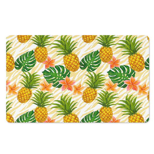 Beige Zebra Pineapple Pattern Print Polyester Doormat