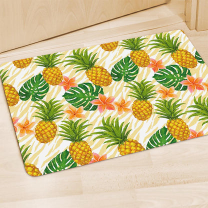 Beige Zebra Pineapple Pattern Print Polyester Doormat