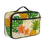 Beige Zebra Pineapple Pattern Print Portable Lunch Bag