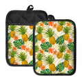 Beige Zebra Pineapple Pattern Print Pot Holders With Pocket