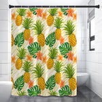 Beige Zebra Pineapple Pattern Print Premium Shower Curtain