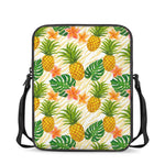Beige Zebra Pineapple Pattern Print Rectangular Crossbody Bag