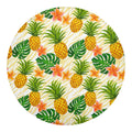 Beige Zebra Pineapple Pattern Print Round Blanket