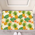 Beige Zebra Pineapple Pattern Print Rubber Doormat