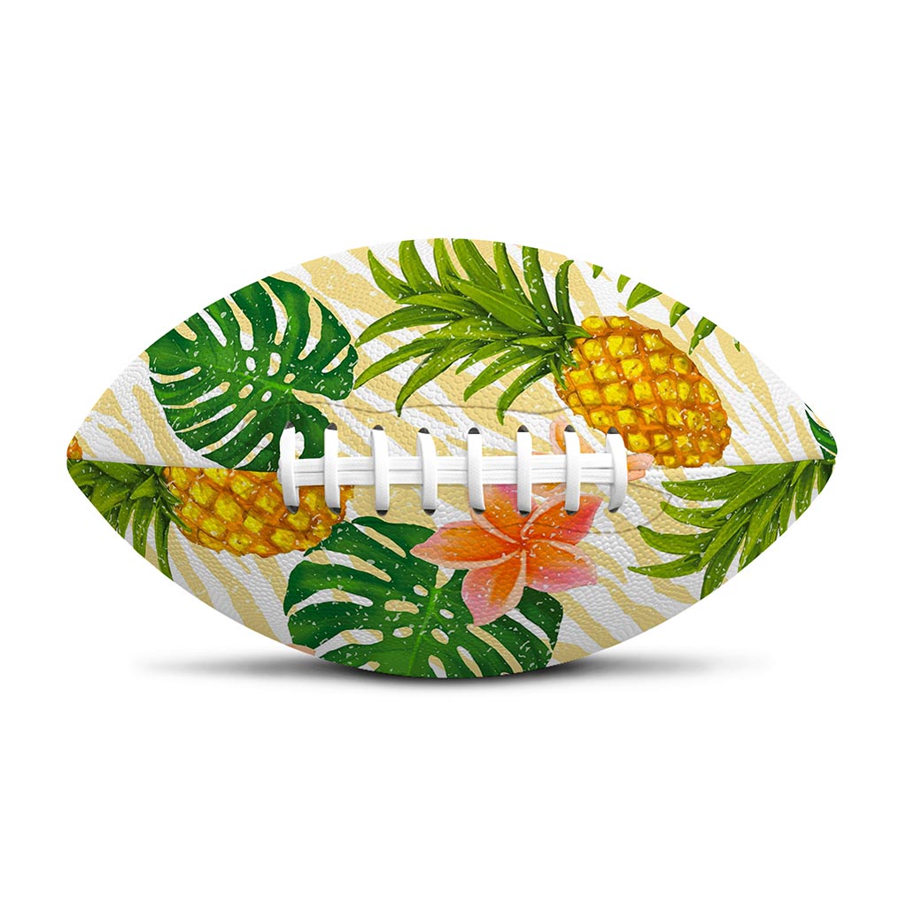 Beige Zebra Pineapple Pattern Print Rugby Ball