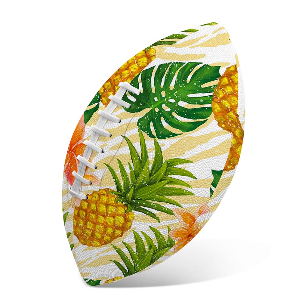 Beige Zebra Pineapple Pattern Print Rugby Ball