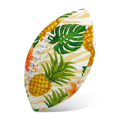 Beige Zebra Pineapple Pattern Print Rugby Ball