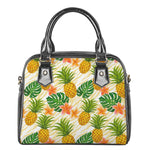 Beige Zebra Pineapple Pattern Print Shoulder Handbag