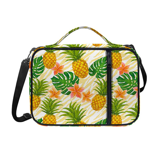 Beige Zebra Pineapple Pattern Print Shoulder Strap Bible Bag