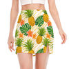 Beige Zebra Pineapple Pattern Print Side Slit Mini Skirt