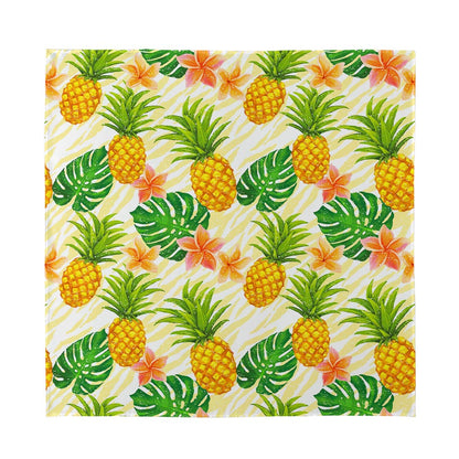 Beige Zebra Pineapple Pattern Print Silk Bandana