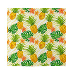 Beige Zebra Pineapple Pattern Print Silk Bandana
