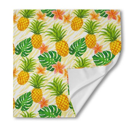 Beige Zebra Pineapple Pattern Print Silk Bandana