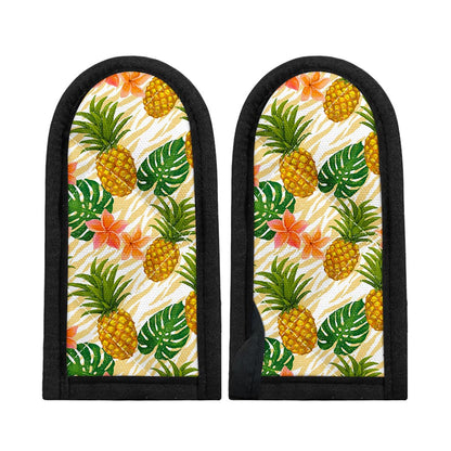 Beige Zebra Pineapple Pattern Print Skillet Handle Cover