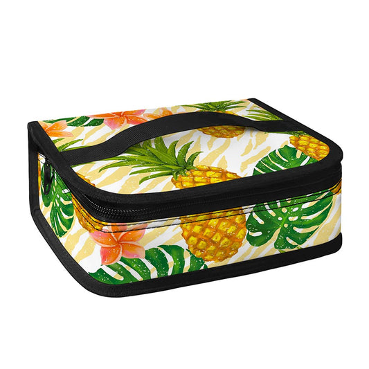 Beige Zebra Pineapple Pattern Print Small Lunch Bag