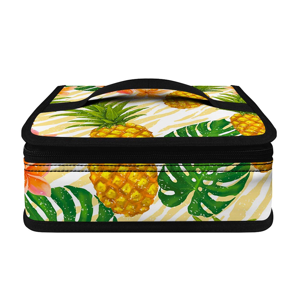 Beige Zebra Pineapple Pattern Print Small Lunch Bag