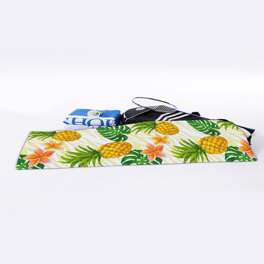 Beige Zebra Pineapple Pattern Print Sports Towel