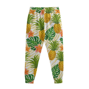 Beige Zebra Pineapple Pattern Print Sweatpants