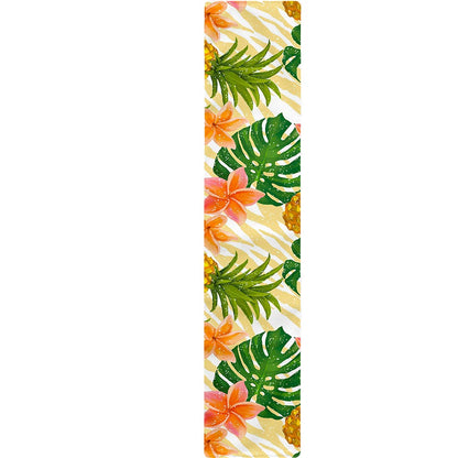 Beige Zebra Pineapple Pattern Print Table Runner