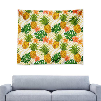 Beige Zebra Pineapple Pattern Print Tapestry