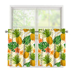Beige Zebra Pineapple Pattern Print Tier Curtains