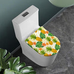 Beige Zebra Pineapple Pattern Print Toilet Lid Cover