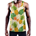 Beige Zebra Pineapple Pattern Print Men's Workout Tank Top