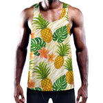 Beige Zebra Pineapple Pattern Print Training Tank Top