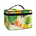 Beige Zebra Pineapple Pattern Print Travel Makeup Bag