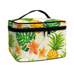 Beige Zebra Pineapple Pattern Print Travel Makeup Bag