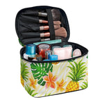 Beige Zebra Pineapple Pattern Print Travel Makeup Bag