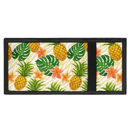 Beige Zebra Pineapple Pattern Print Trifold Wallet