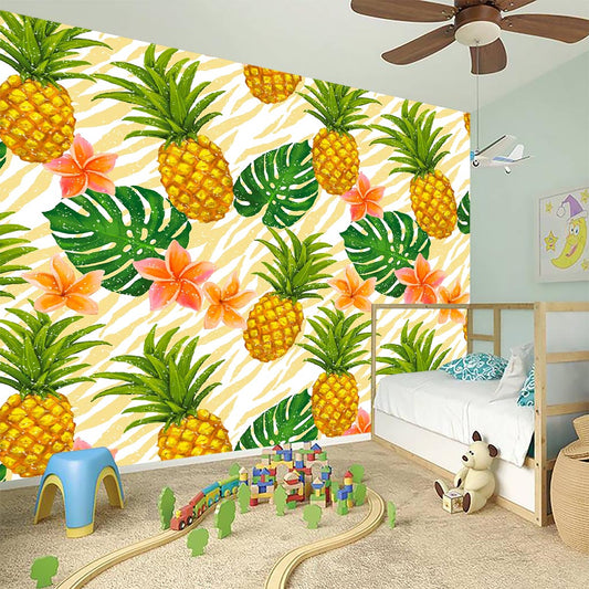 Beige Zebra Pineapple Pattern Print Wall Sticker