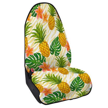 Beige Zebra Pineapple Pattern Print Waterproof Car Seat Cover