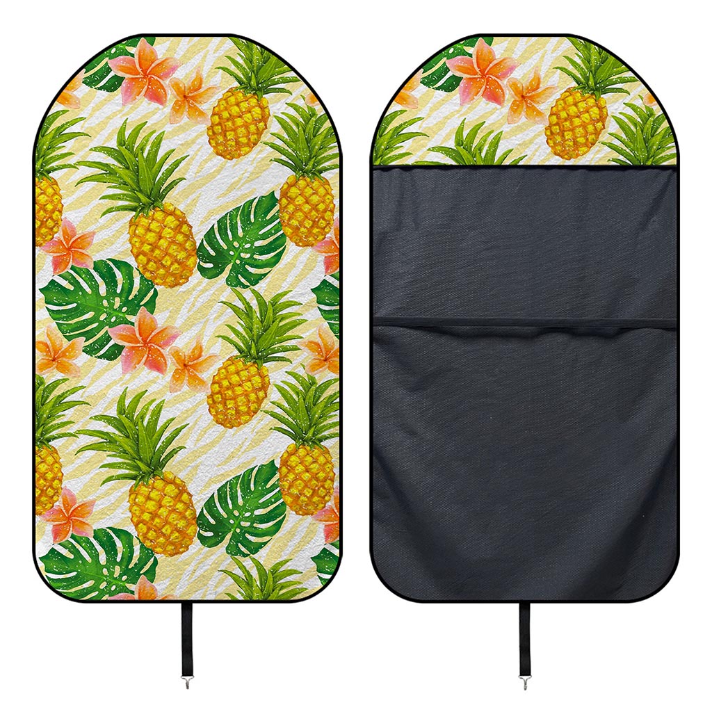 Beige Zebra Pineapple Pattern Print Waterproof Car Seat Cover