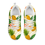 Beige Zebra Pineapple Pattern Print White Running Shoes