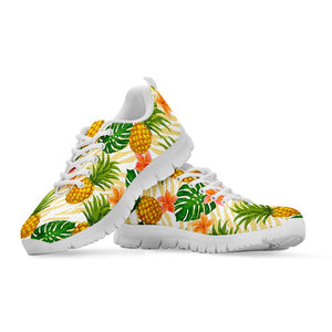 Beige Zebra Pineapple Pattern Print White Running Shoes