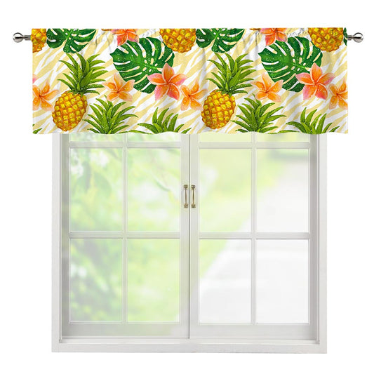 Beige Zebra Pineapple Pattern Print Window Valance