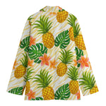Beige Zebra Pineapple Pattern Print Women's Blazer