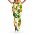 Beige Zebra Pineapple Pattern Print Women's Leggings