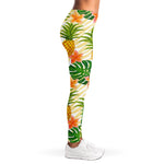 Beige Zebra Pineapple Pattern Print Women's Leggings