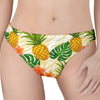 Beige Zebra Pineapple Pattern Print Women's Thong