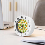 Beige Zig Zag Pineapple Pattern Print Alarm Clock