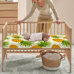 Beige Zig Zag Pineapple Pattern Print Baby Crib Sheet